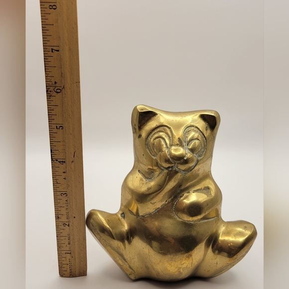 Vintage Brass Panda/Cat Bear Bank. - Picture 6 of 7